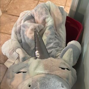 Plush Unicorn sleeping bag with Silver Horn
